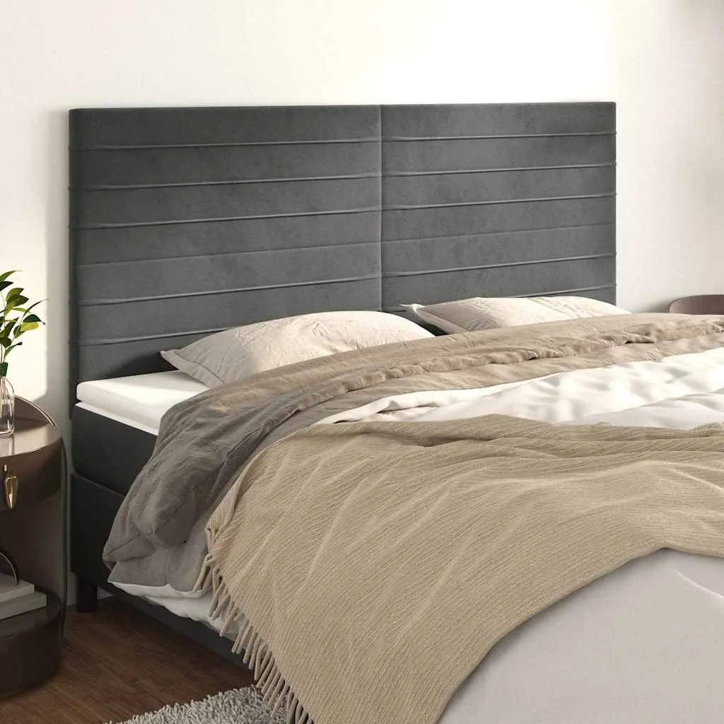 vidaXL Uzglavlje tamno sivo 180x5x118/128 cm baršunasto - Venlo