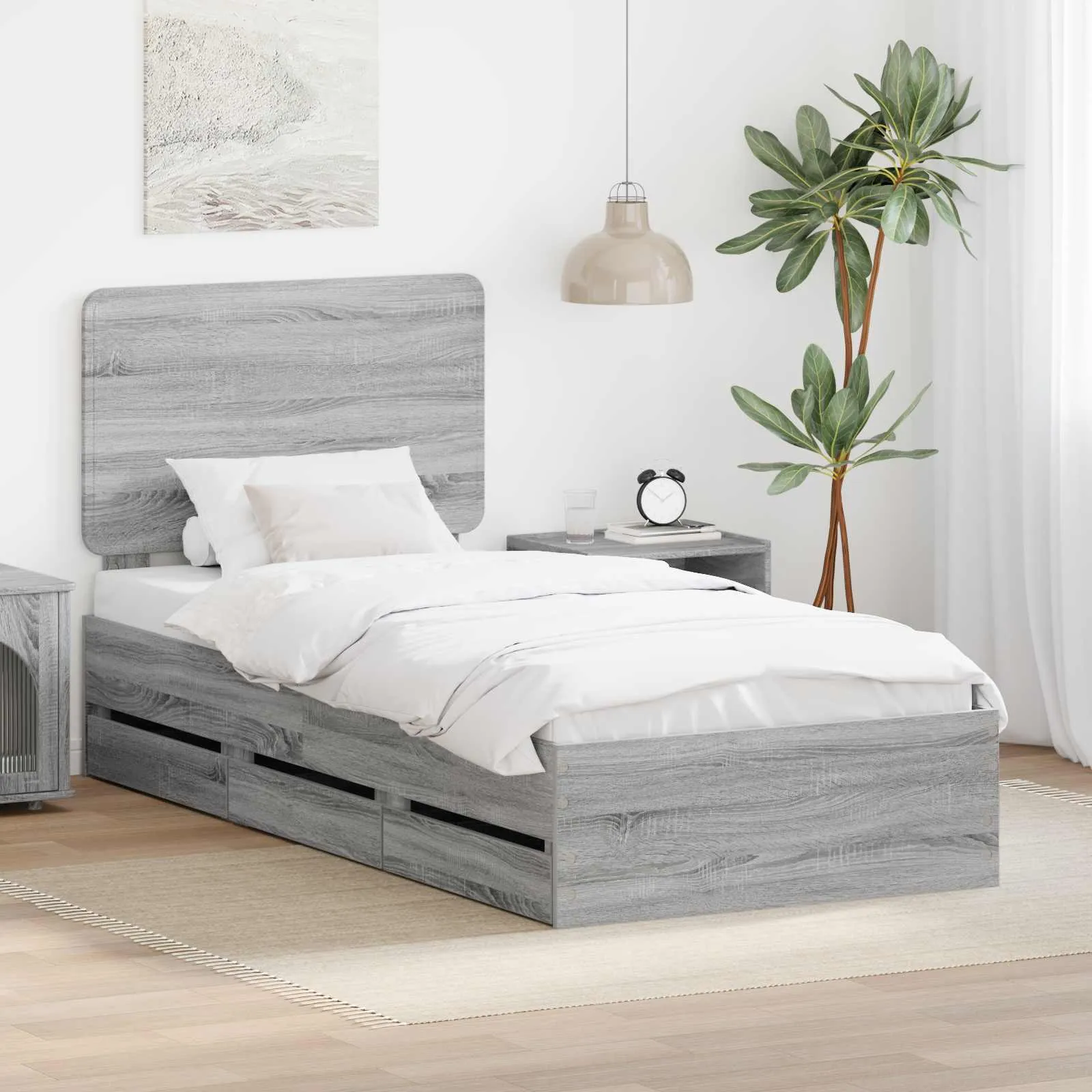 vidaXL Krevetna konstrukcija Siva Sonoma 100 x 200 cm Inženjersko Drvo - Venlo