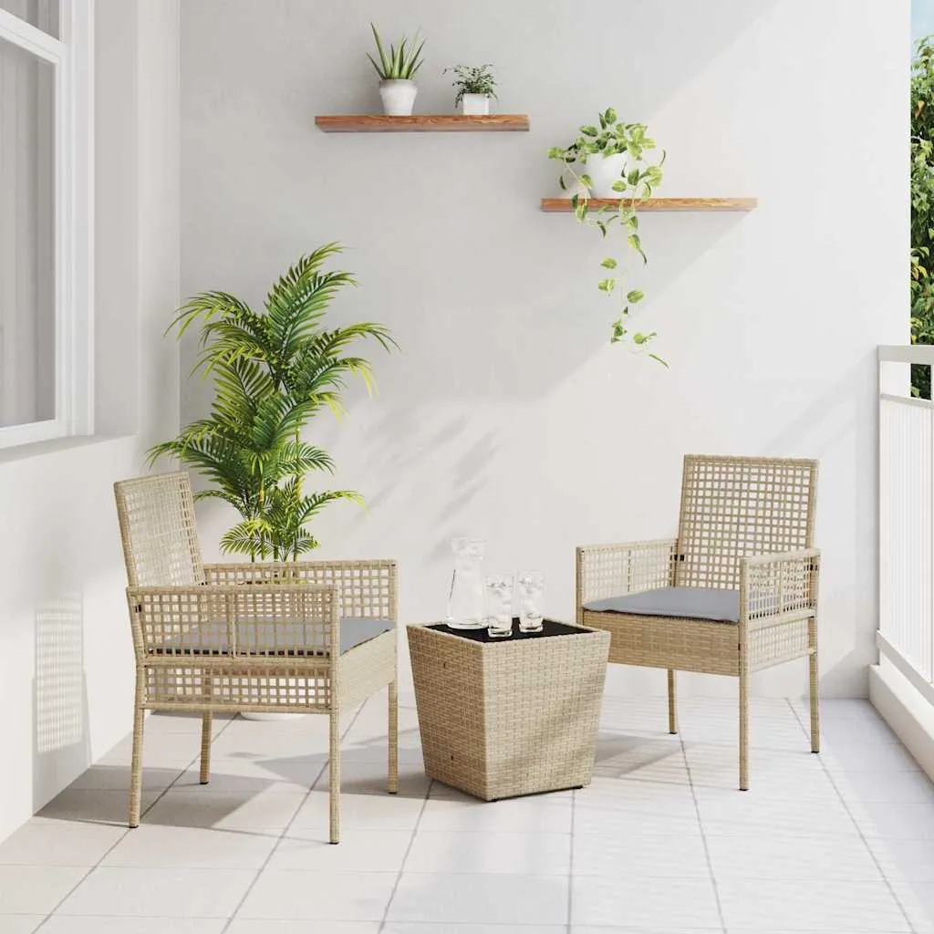 vidaXL Bistro set za vrt 3 kom. Bež poliratan - Venlo