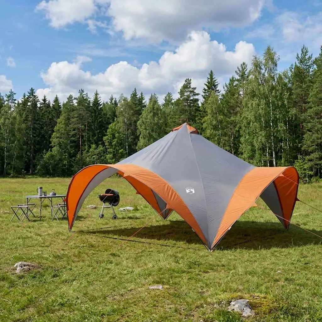 vidaxl šator za zabave s krovom siva i narančasta 500 x 500 x 350 cm - slika 1