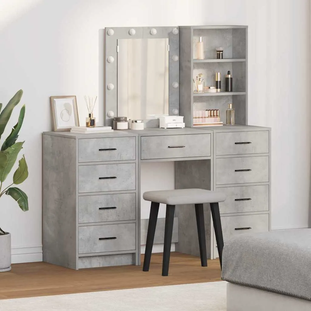 vidaXL Toaletni stol 3 kom. Siva 40 x 41 x 135 cm Konstruirano drvo - Venlo
