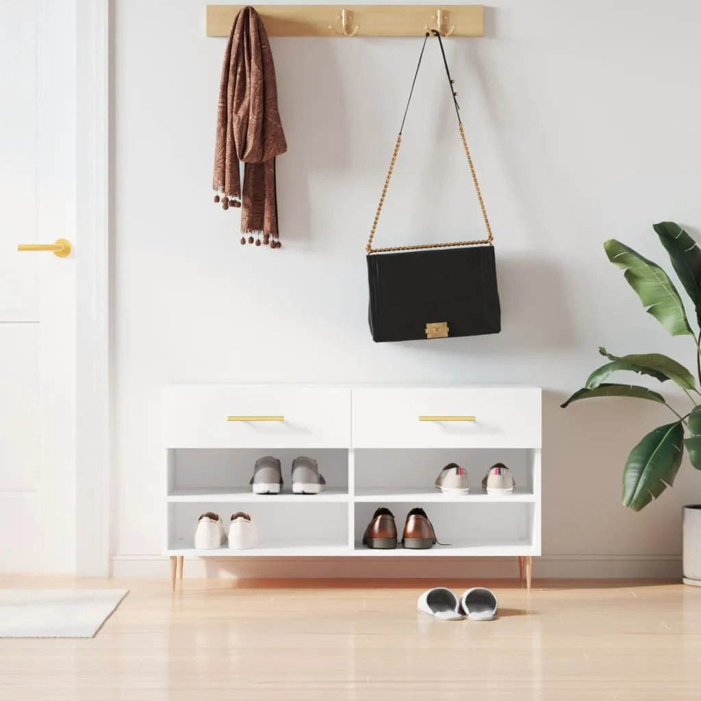 vidaXL Klupa za cipele bijela 102 x 35 x 55 cm od konstruiranog drva - Venlo
