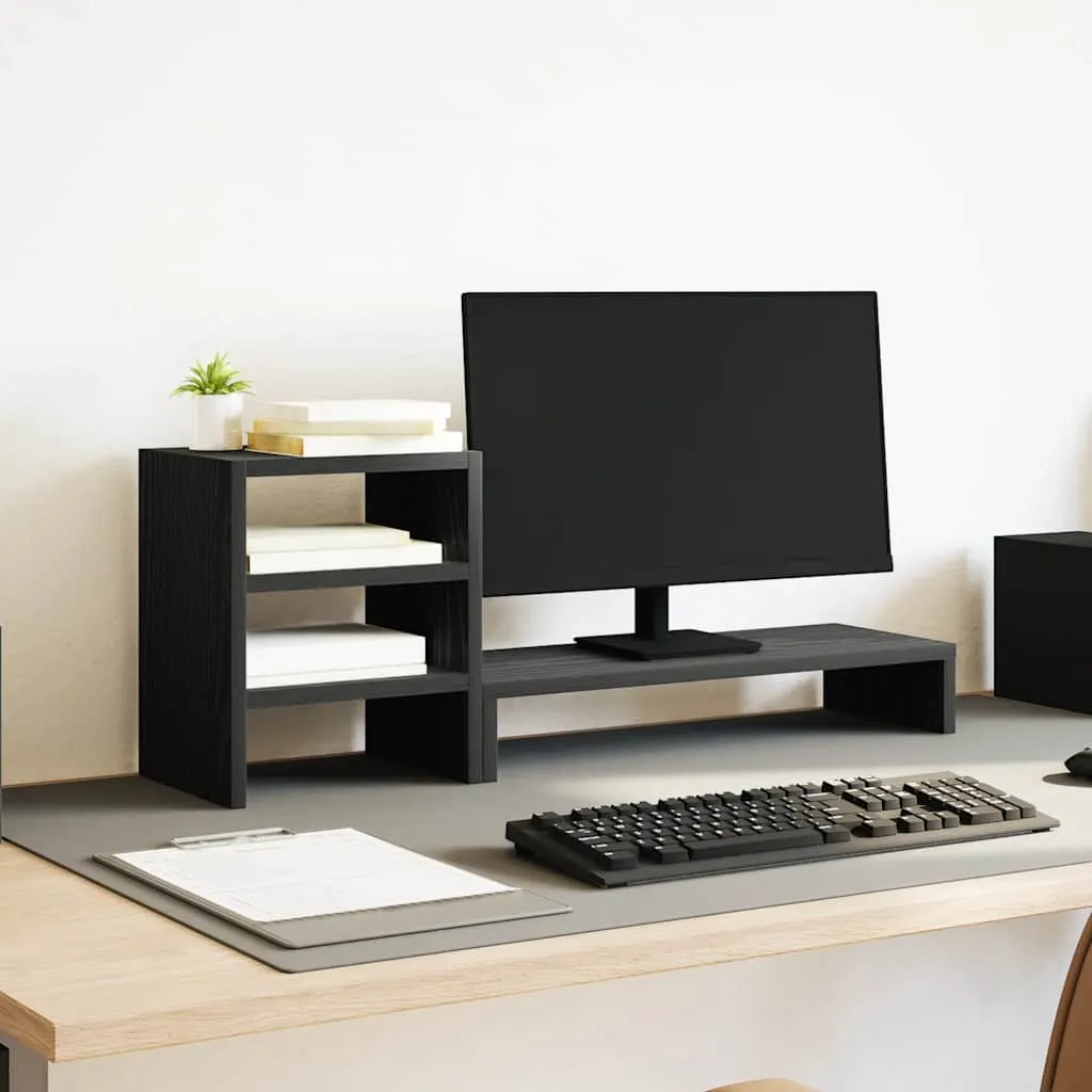 vidaXL Stalak za monitor s organizatorom za stol Crni hrast, inženjersko drvo - Venlo