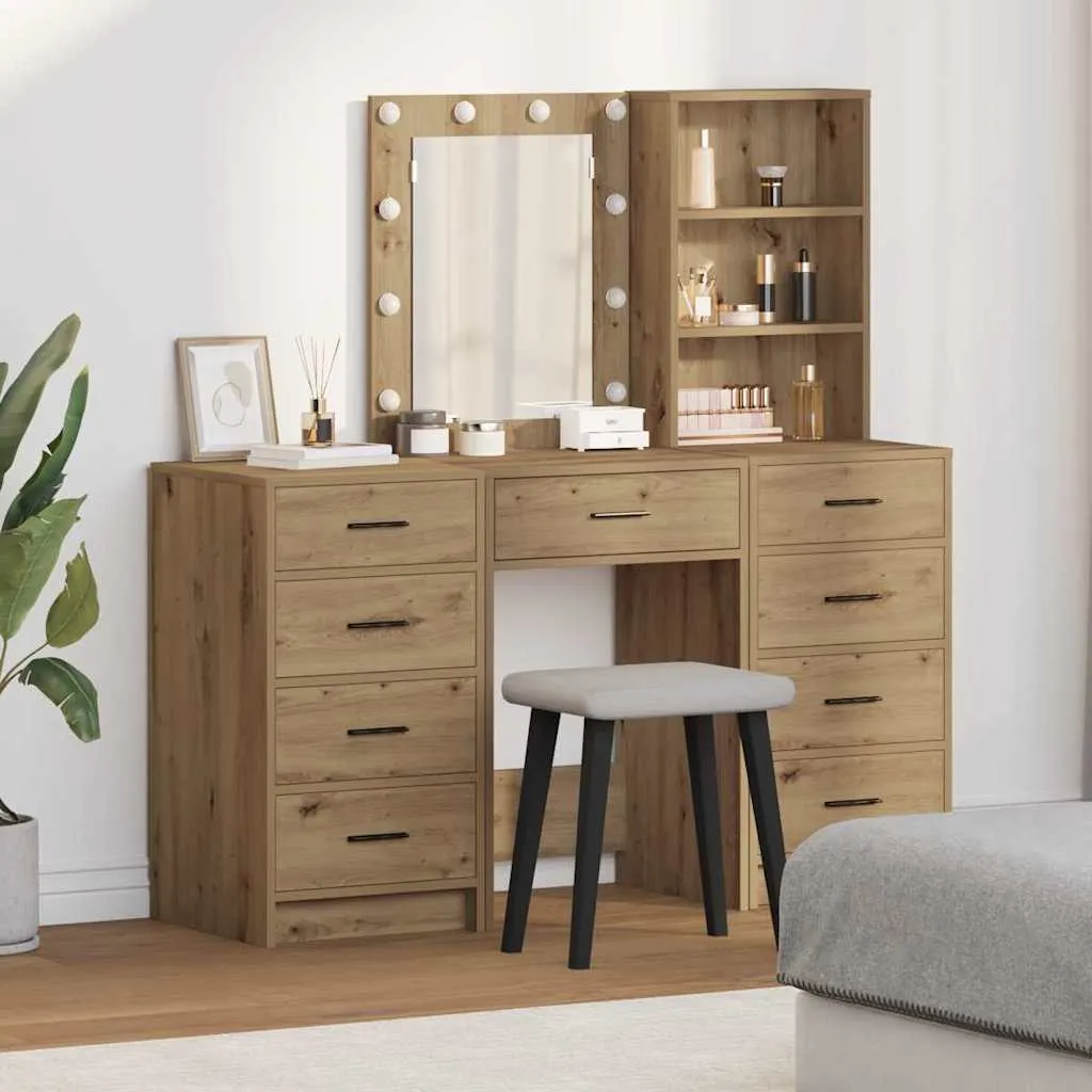 vidaXL Toaletni stol 3 kom. Smeđa 40 x 41 x 135 cm Konstruirano drvo - Venlo