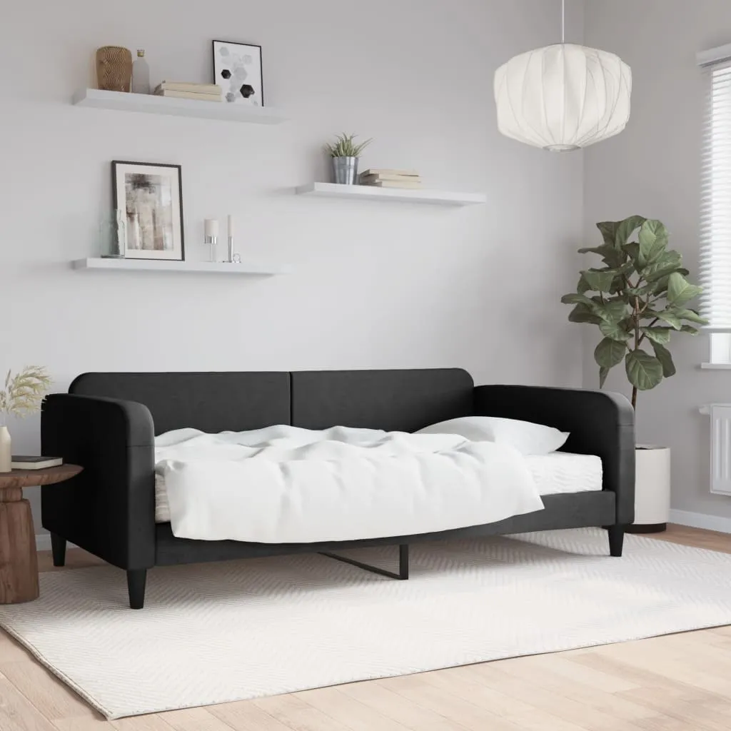 vidaXL Dnevni krevet s madracem crni 100 x 200 cm od tkanine - Venlo
