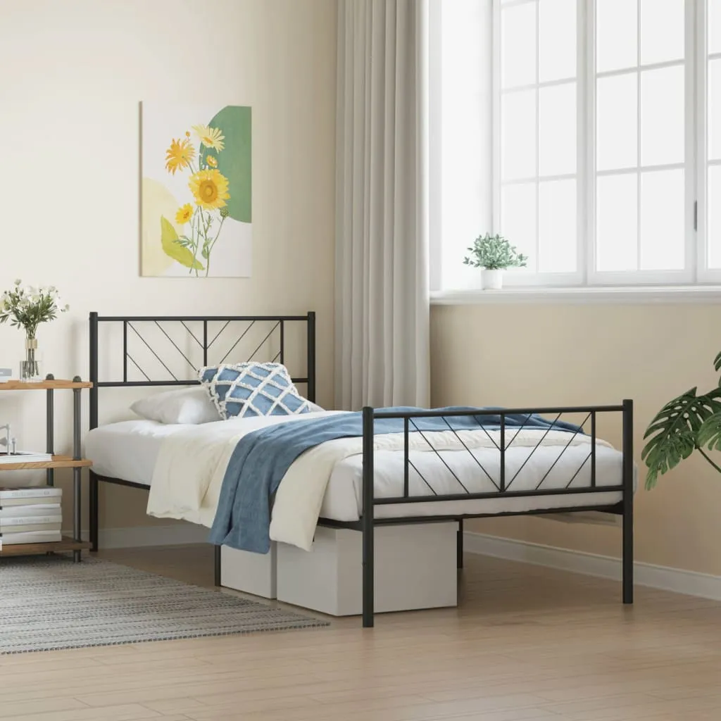 vidaXL Metalni okvir kreveta uzglavlje i podnožje crni 107x203 cm - Venlo