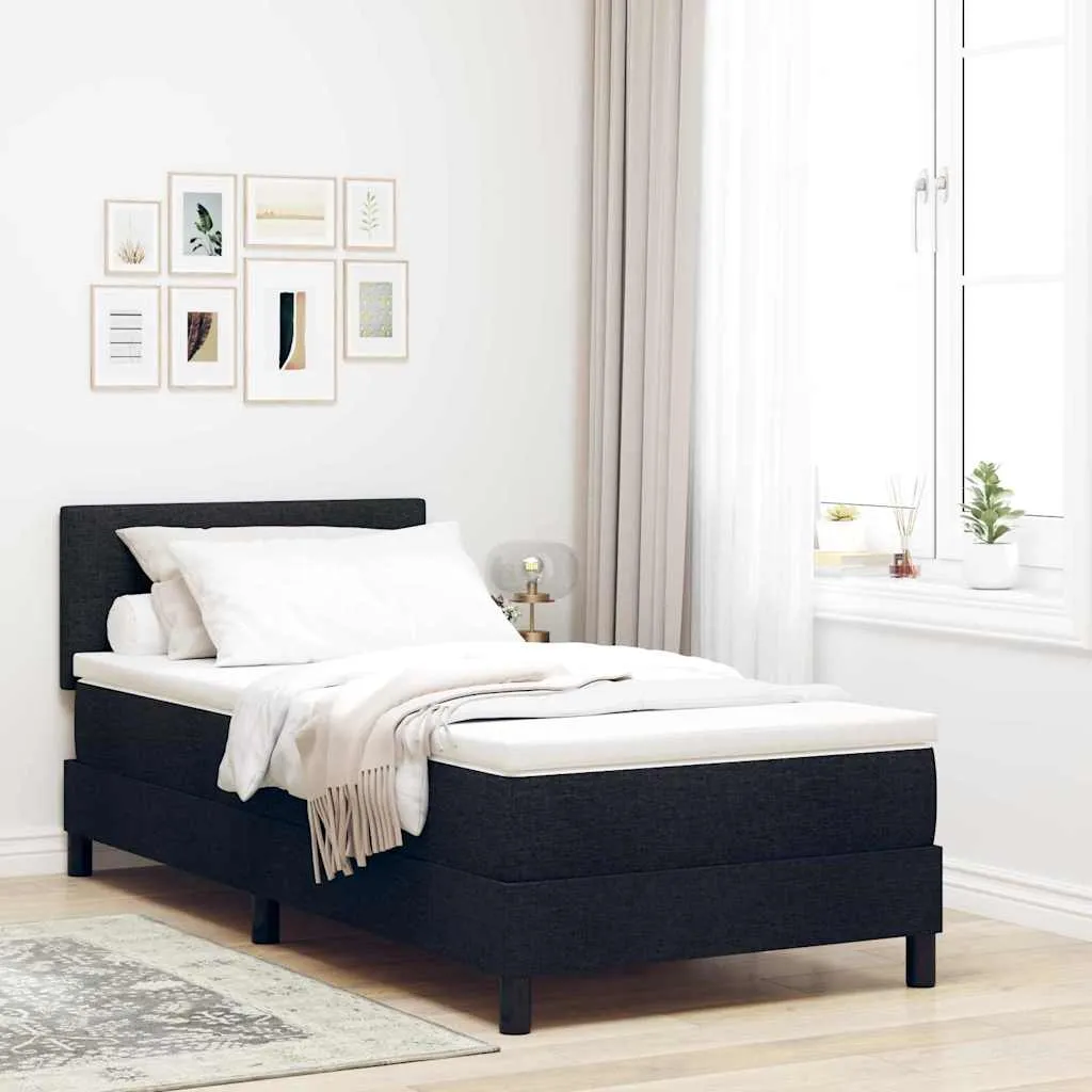 vidaXL Krevet s opruga kutije s uzglavljem Crna 90 x 200 cm tkanina - Venlo