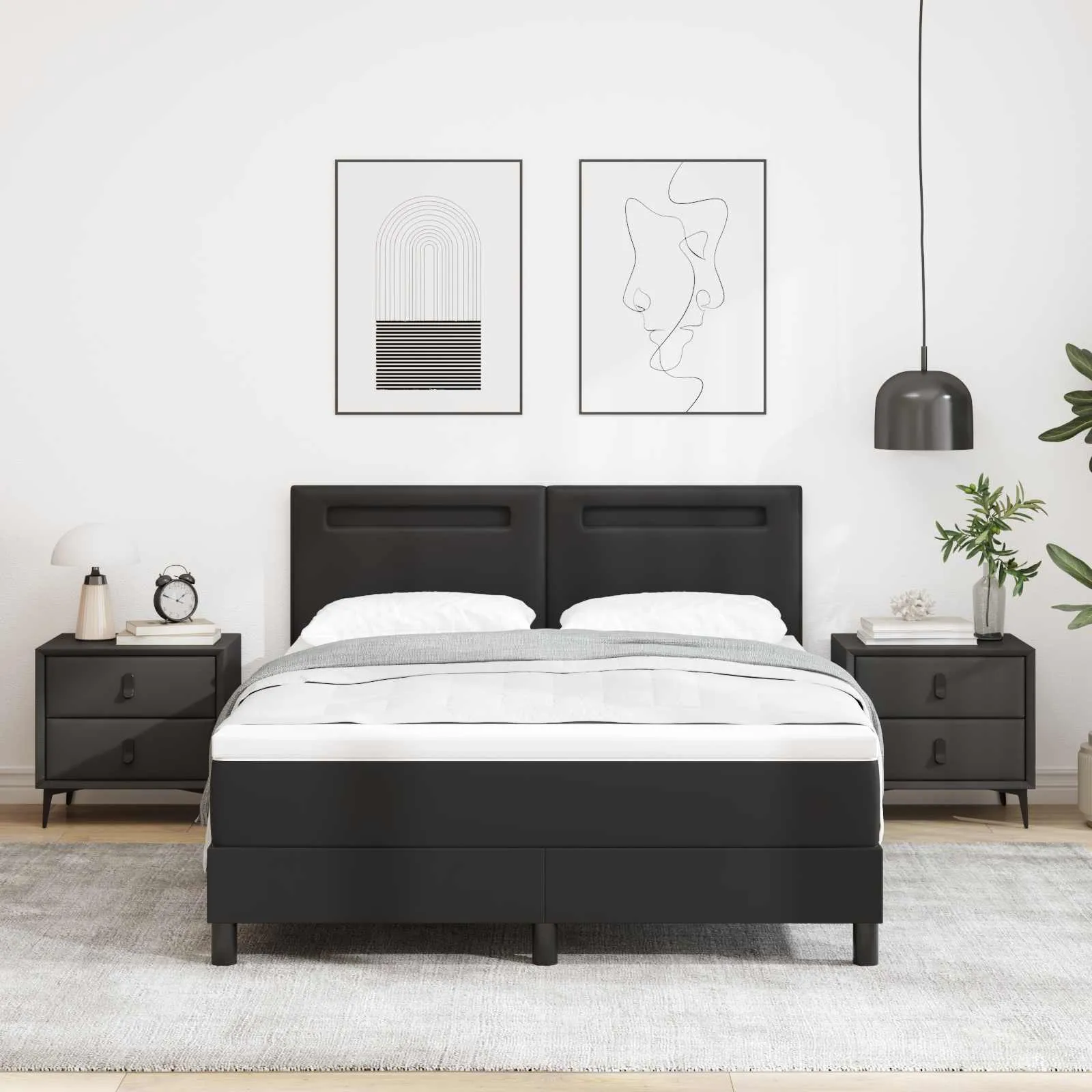 vidaXL Krevet s opruga kutije Crna 140 x 200 cm Umjetna koža - Venlo