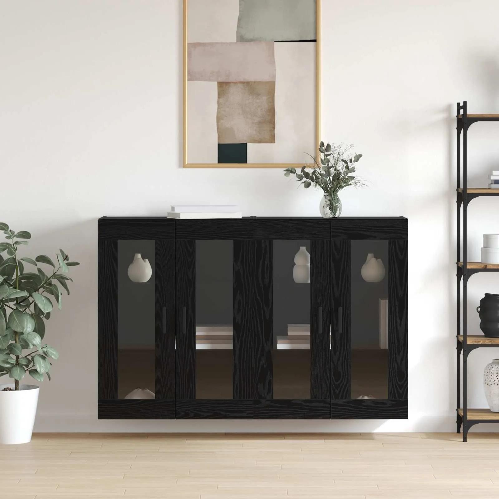 vidaXL Ormarčići montirani na zid 2 kom. Crni hrast 69,5 x 34 x 90 cm - Venlo