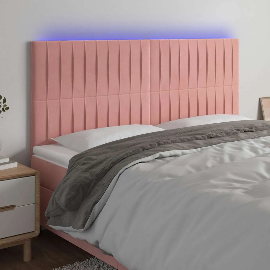 vidaXL LED uzglavlje ružičasto 160x5x118/128 cm baršunasto - Venlo