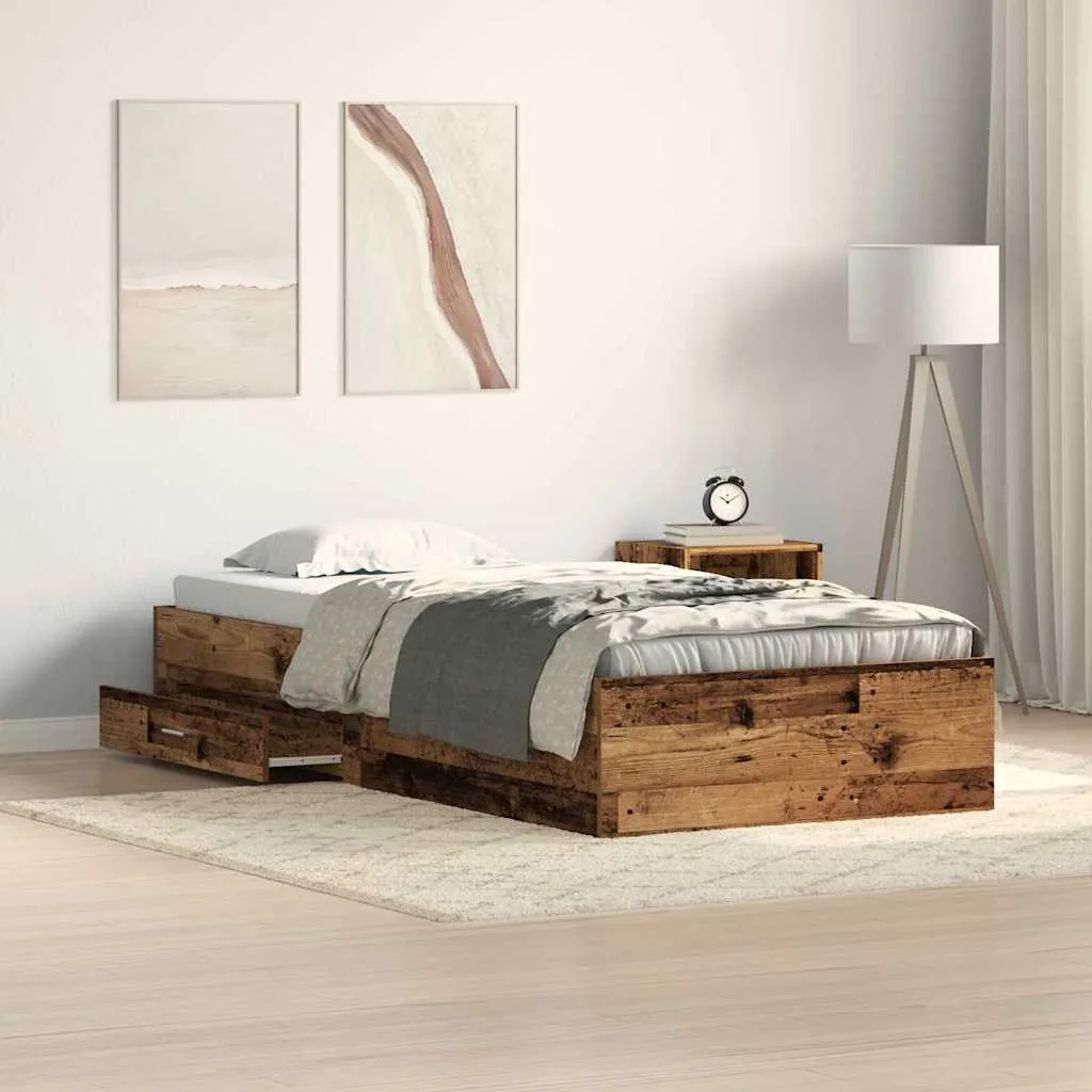 vidaXL Krevetna konstrukcija Staro drvo 90 x 190 cm Konstruirano drvo - Venlo