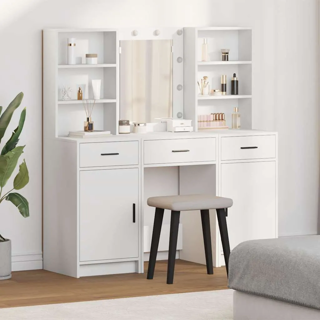 vidaXL Set stola za oblačenje s LED 3 kom. Bijelo Konstruirano drvo - Venlo