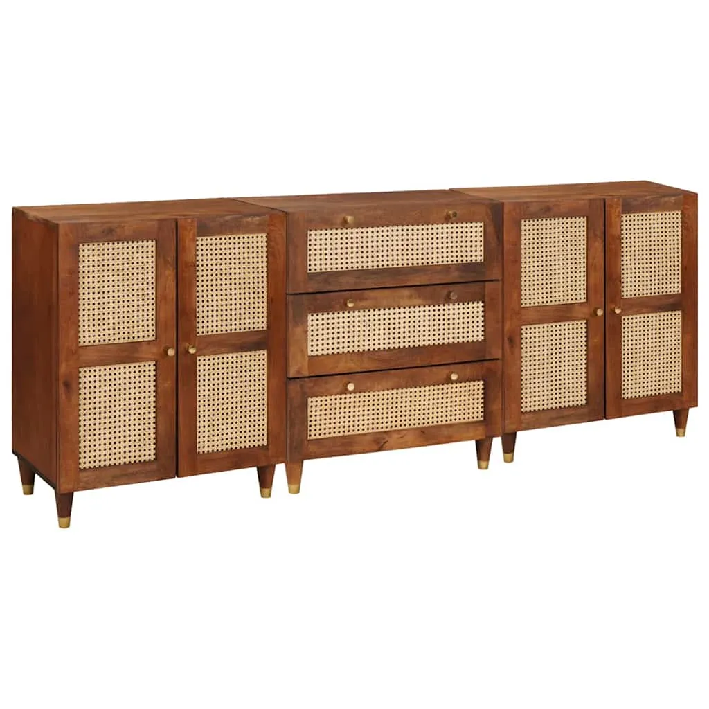 vidaXL Set komoda 3 kom. 180 x 33 x 75 cm Čvrsto drvo manga Smeđa - Venlo