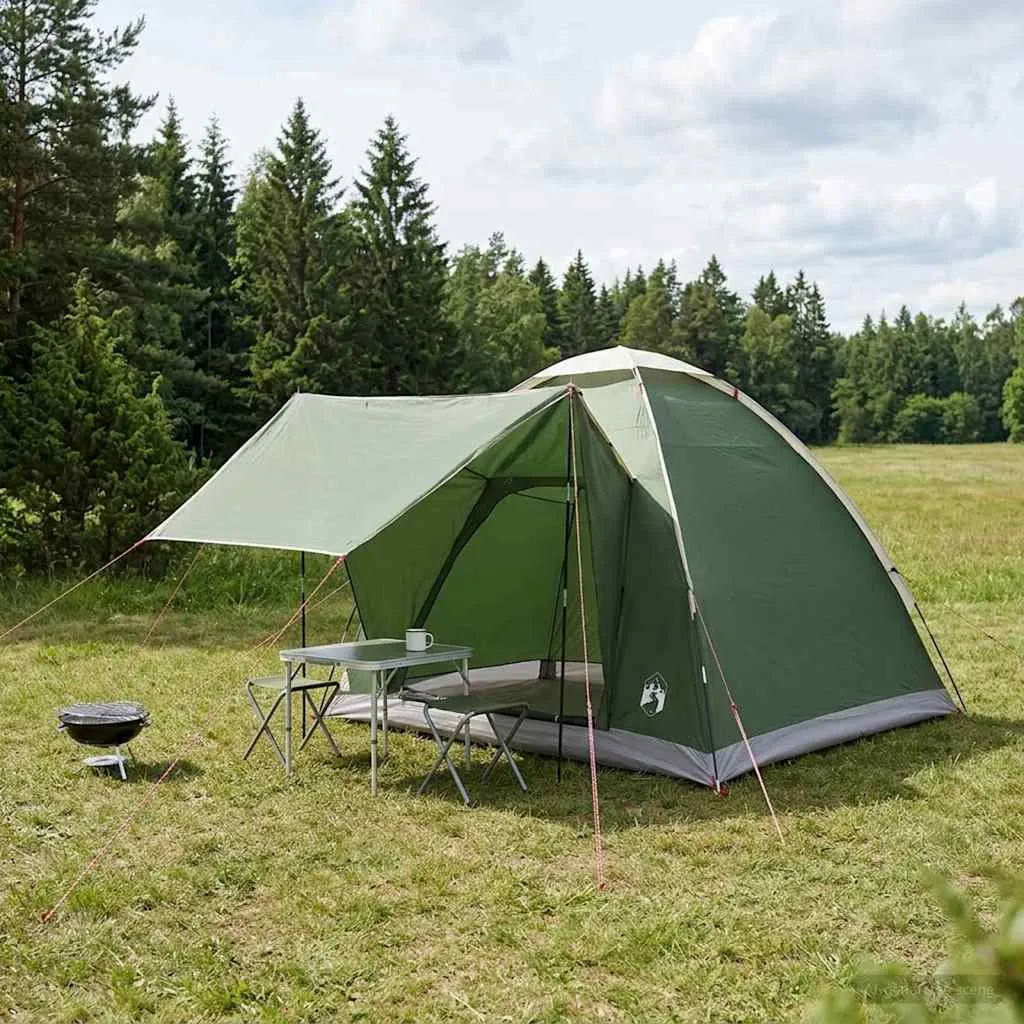 vidaxl kamping šator 2-osobni zelena poliester i čelik - slika 1