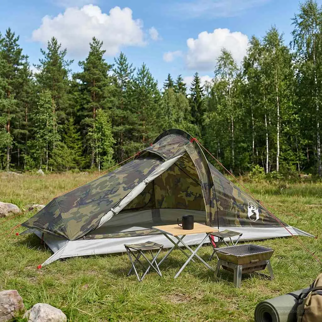 vidaXL Šator za planinarenje 4-osobni Maskirna - Venlo