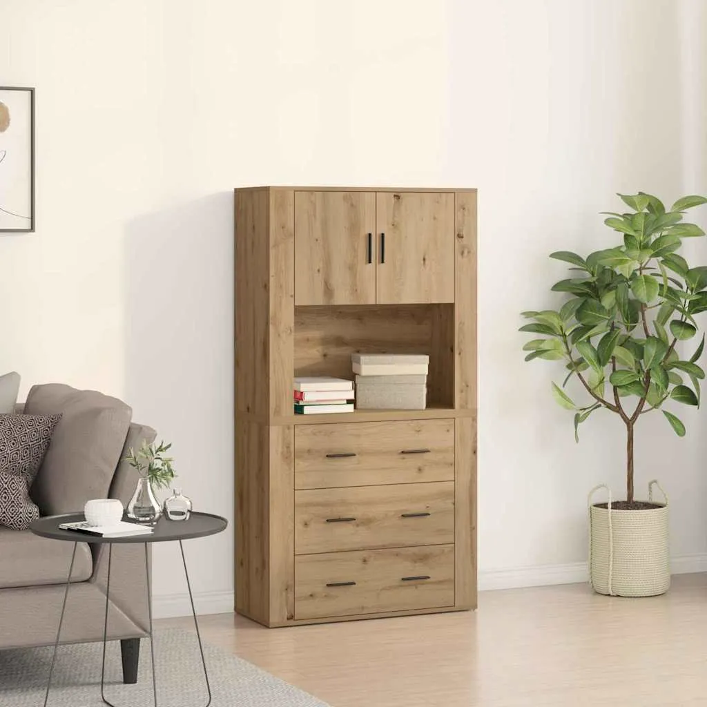 vidaXL Highboard Umjetnički hrast 80 x 33 x 150 cm Konstruirano drvo - Venlo