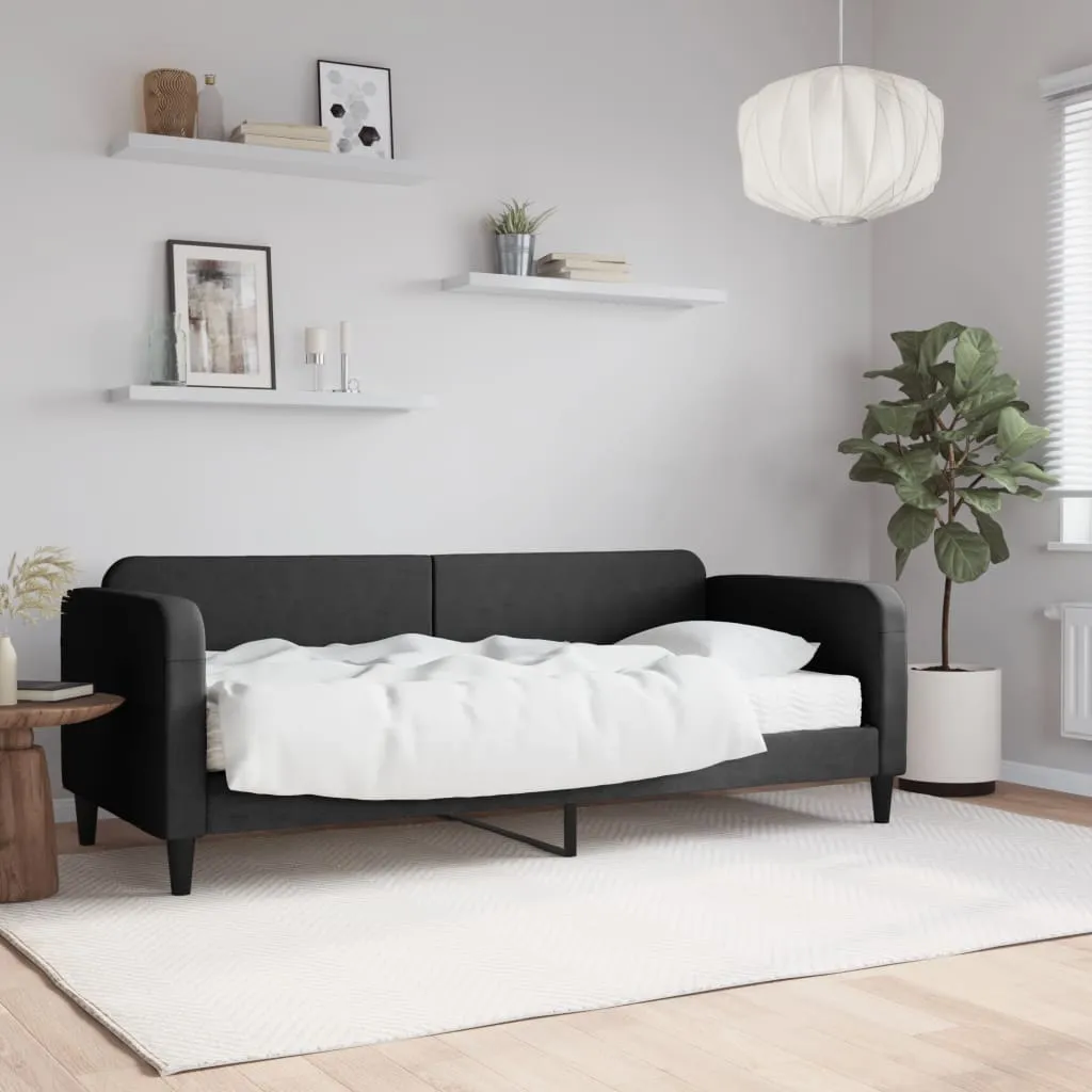 vidaXL Dnevni krevet s madracem crni 80 x 200 cm od tkanine - Venlo