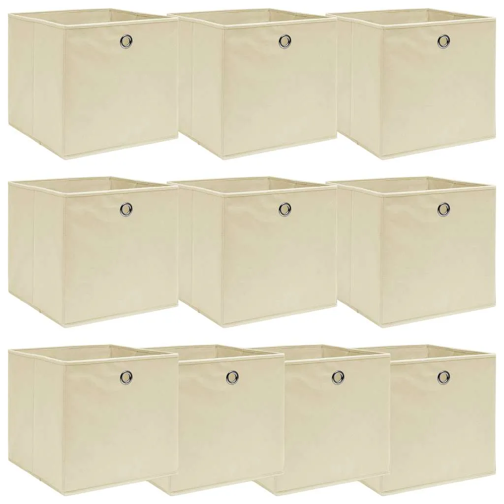 vidaXL Kutije za pohranu 10 kom krem 32 x 32 x 32 cm od tkanine - Venlo