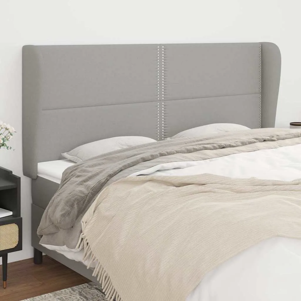 vidaXL Uzglavlje s ušima svjetlosivo 183x23x118/128 cm od tkanine - Venlo