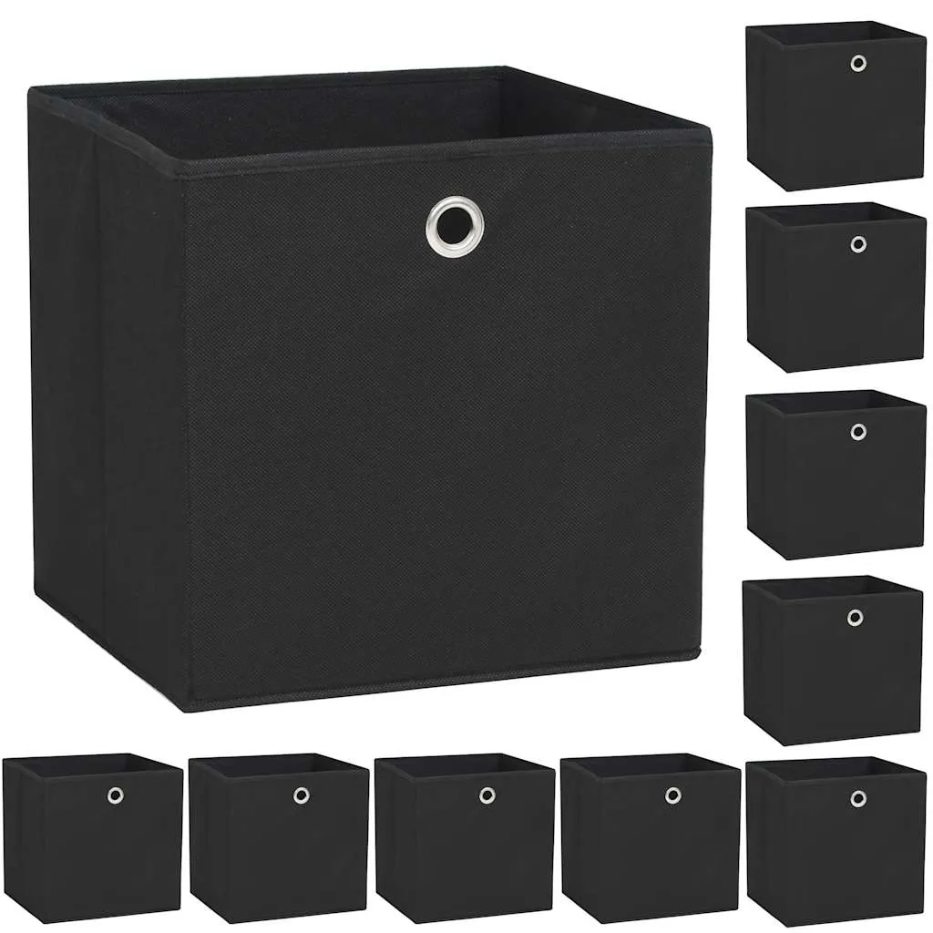 vidaXL Kutije za pohranu od netkane tkanine 10 kom 32x32x32 cm crne - Venlo