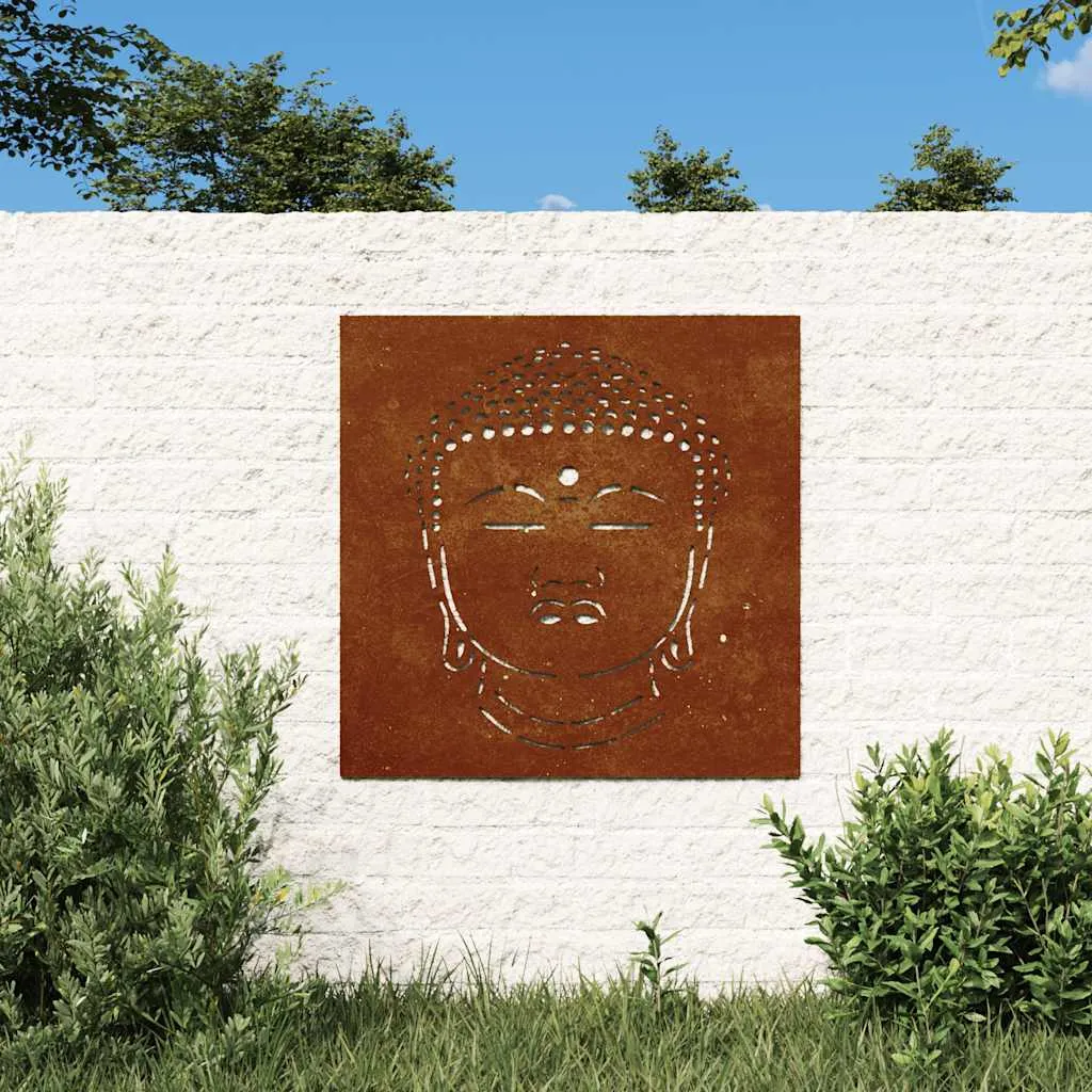 vidaxl vrtni zidni ukras 55 x 55 cm čelik cor-ten uzorak budine glave - slika 1