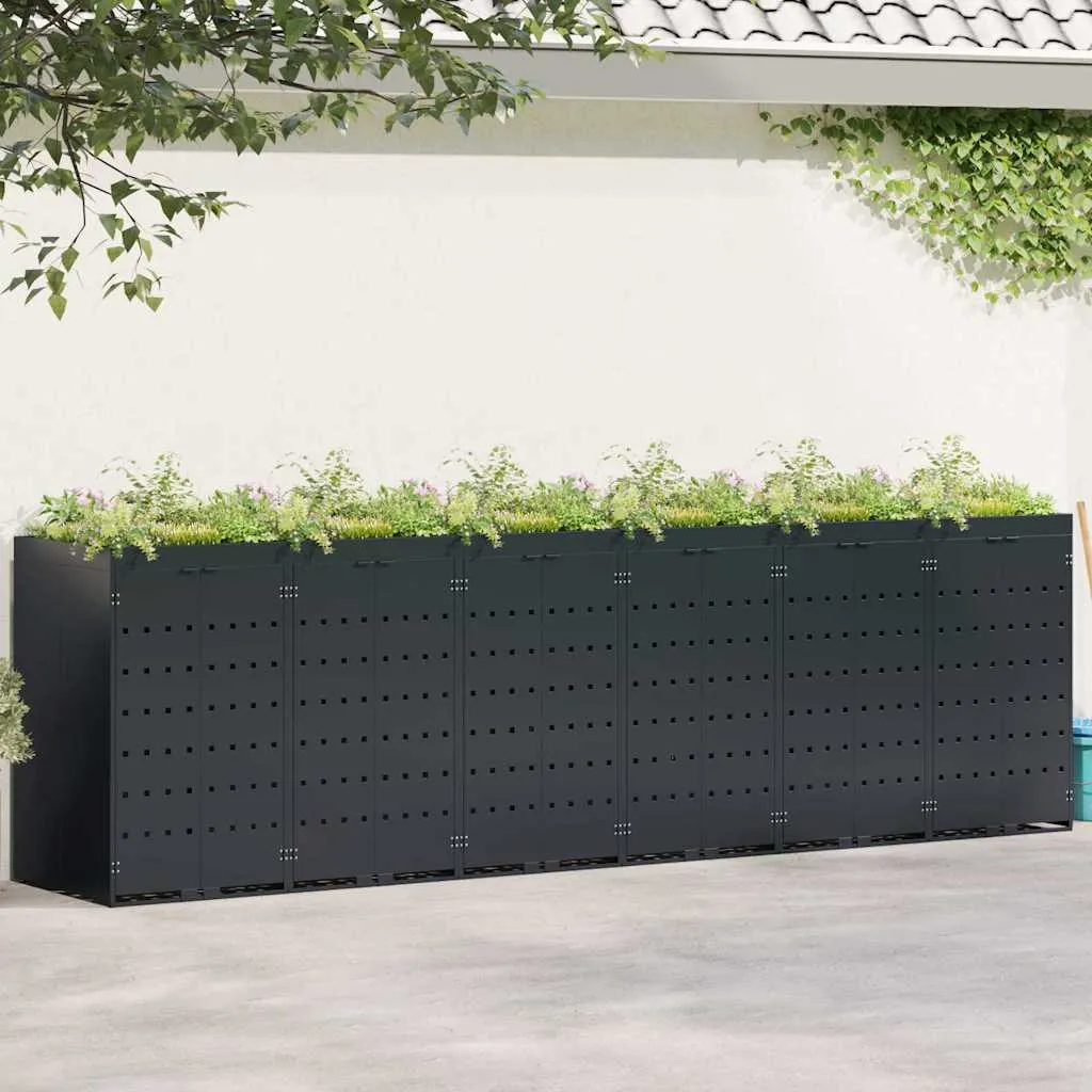 vidaXL Skladištenje kanti za 6 kanti Crna 408 x 77,5 x 121,5 cm - Venlo