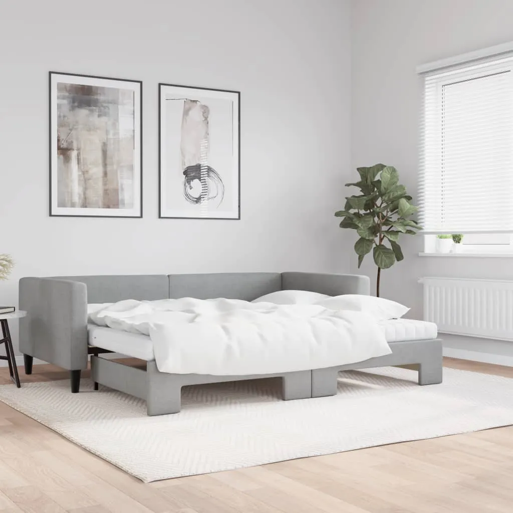 vidaXL Dnevni krevet na razvlačenje svjetlosivi 90 x 200 cm od tkanine - Venlo