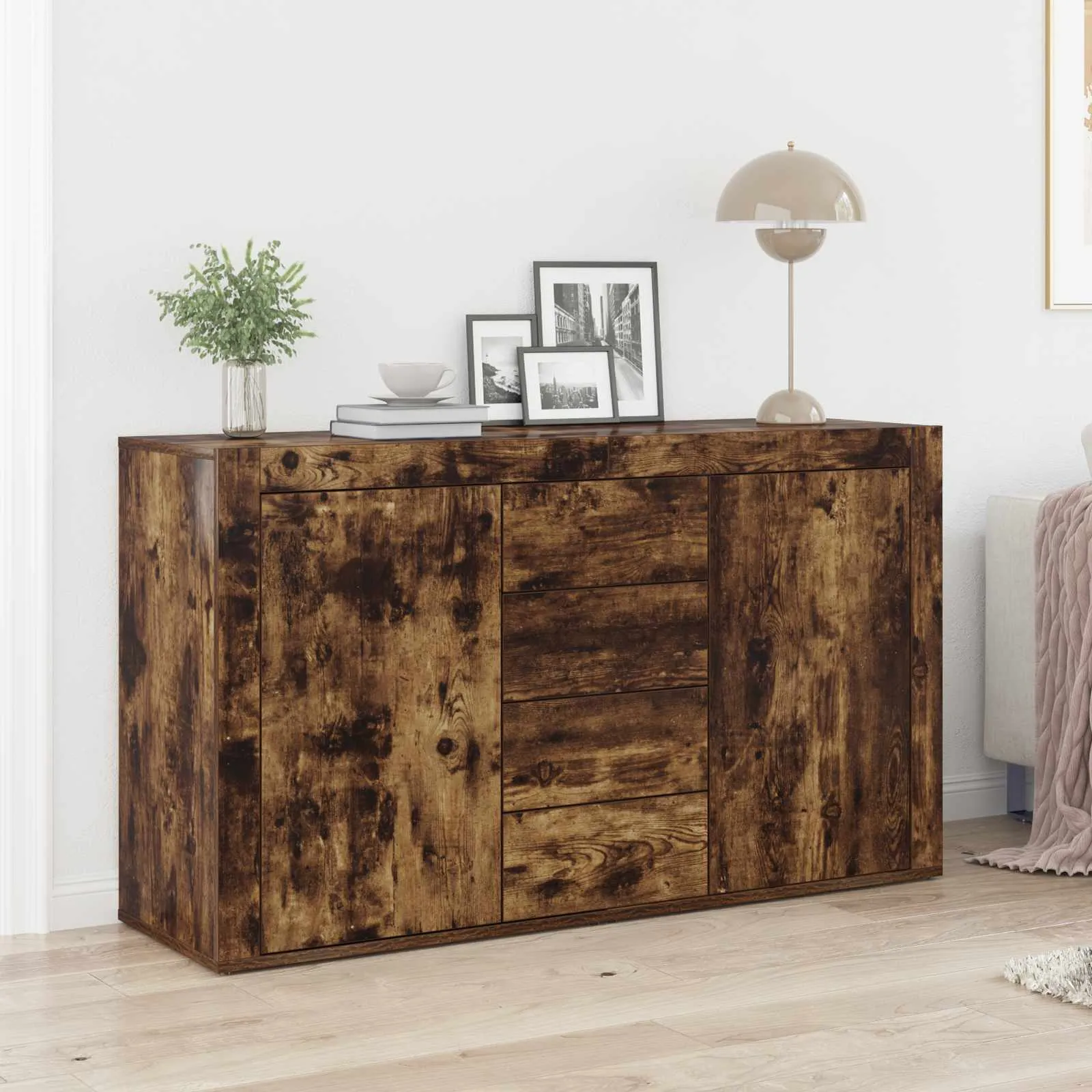 vidaXL Kreveta Dimljeni hrast 120 x 36 x 69 cm Konstruirano drvo - Venlo