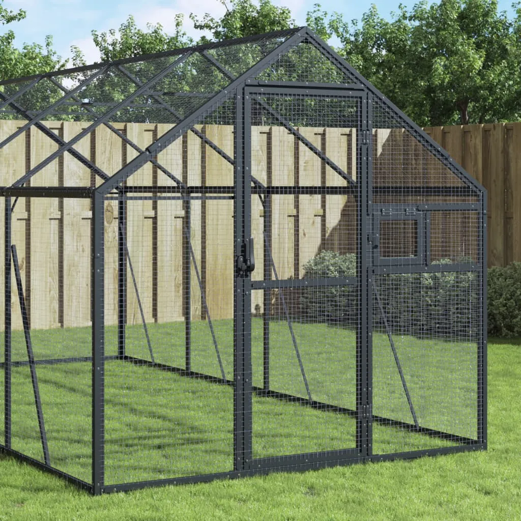 vidaxl kavez za ptice antracit 1,79x8x1,85 m aluminijski - slika 1