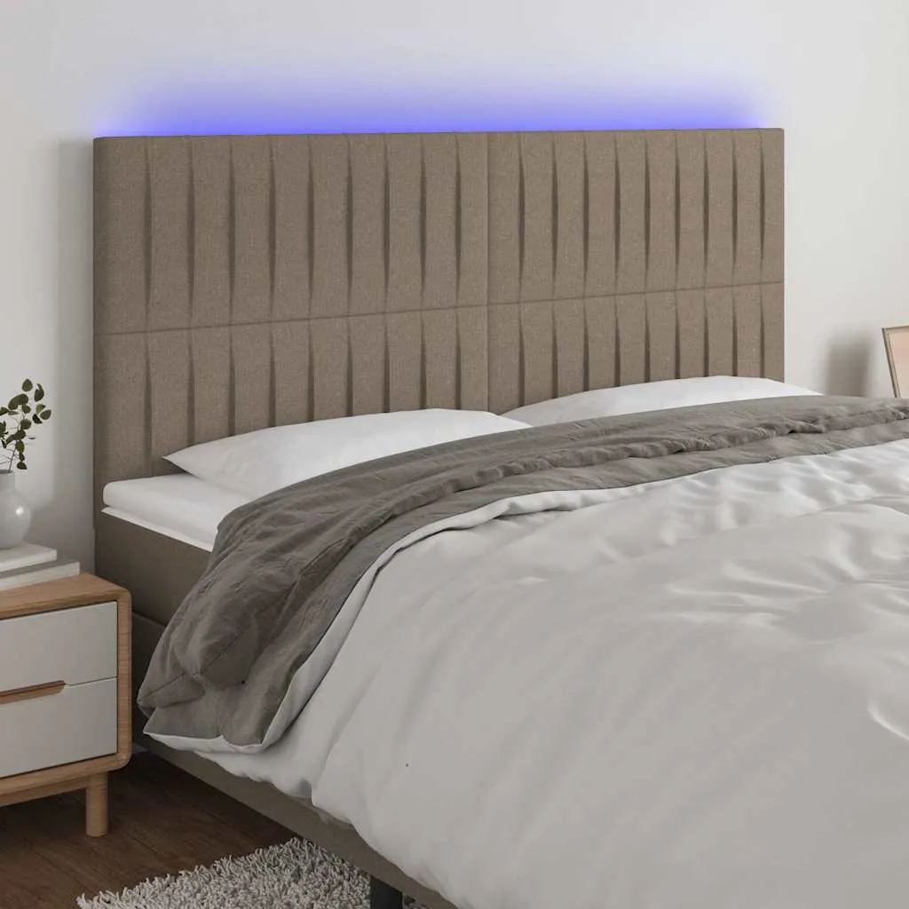 vidaXL LED uzglavlje smeđesivo 160x5x118/128 cm od tkanine - Venlo