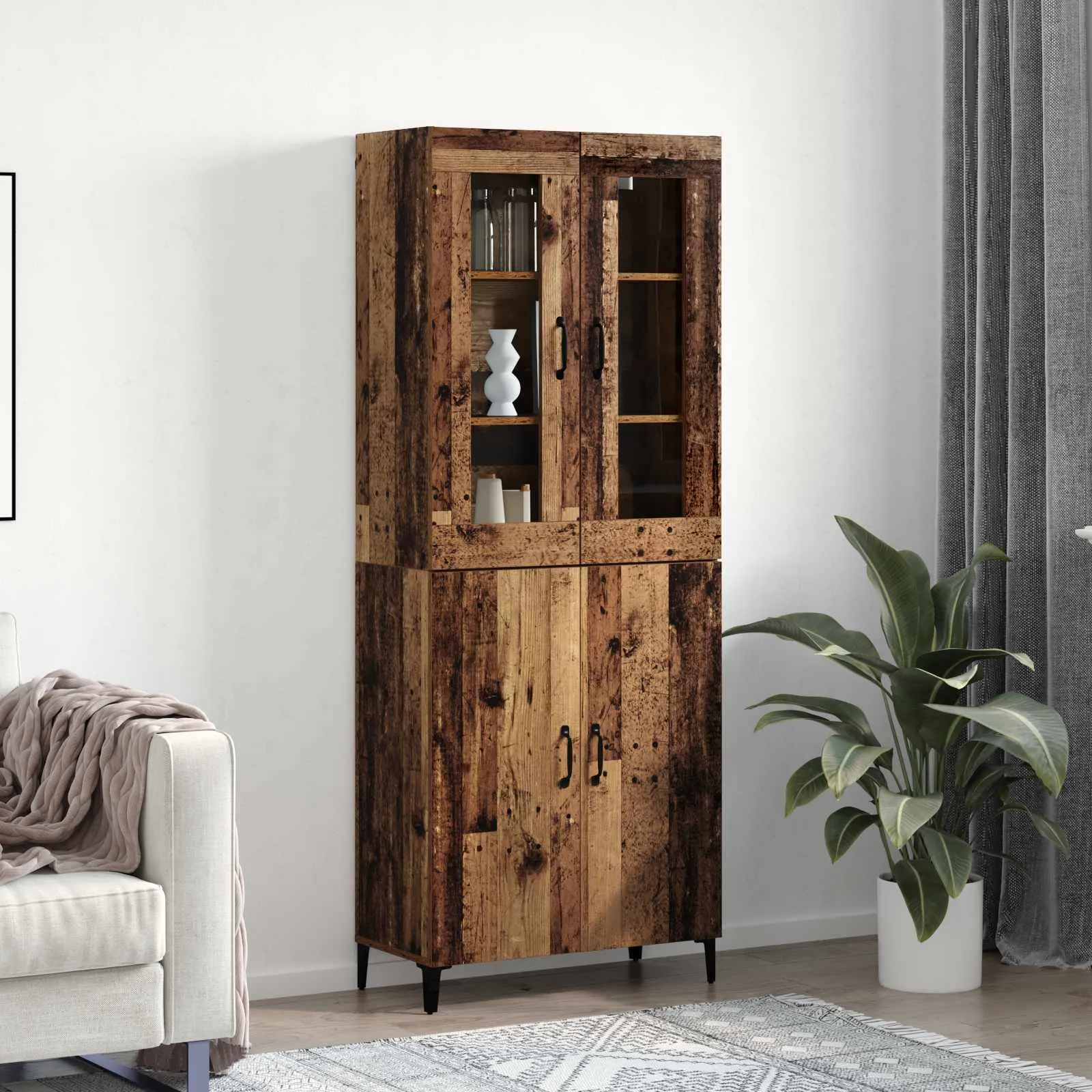 vidaXL Highboard 2 kom. Staro drvo 69,5 x 34 x 180 cm - Venlo