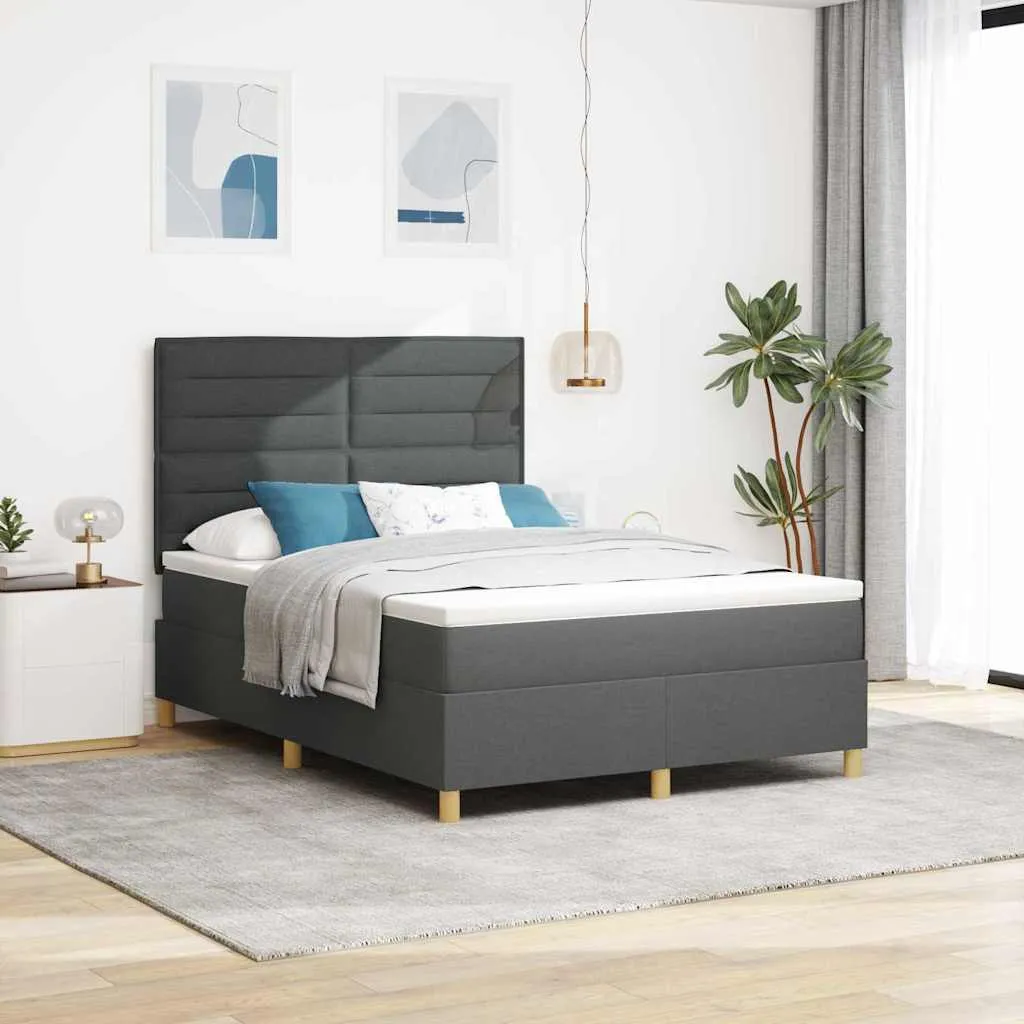 vidaXL Krevet s opruga kutije Tamno siva 140 x 190 cm tkanina - Venlo