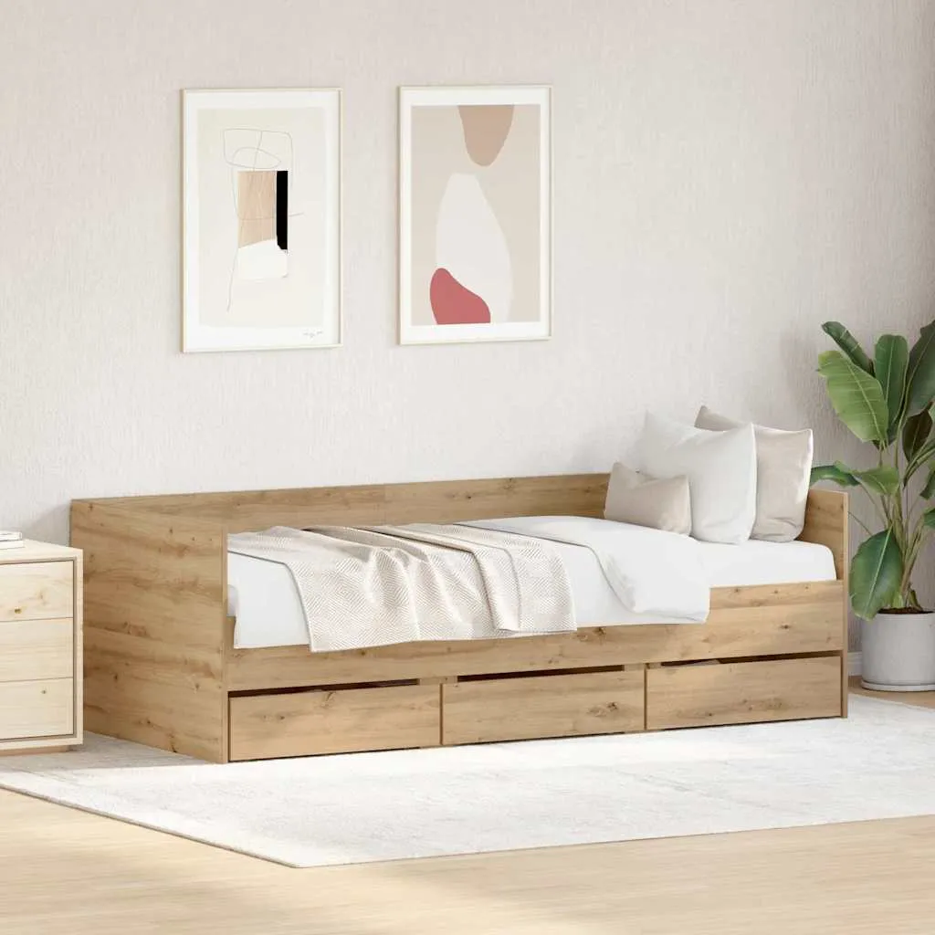 vidaXL Krevet na dan Umjetnički hrast 90 x 190 cm Konstruirano drvo - Venlo