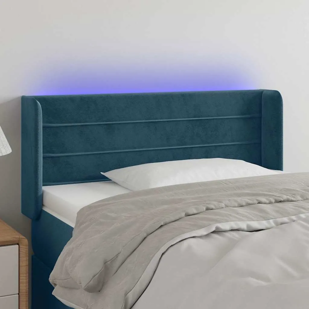 vidaXL LED uzglavlje tamnoplavo 93x16x78/88 cm baršunasto - Venlo