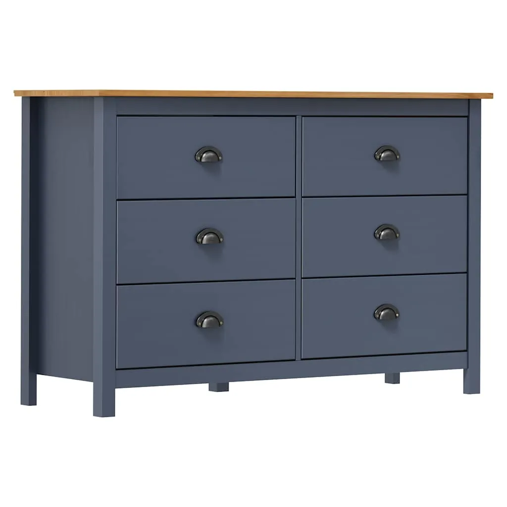 vidaXL Komoda Hill siva 125 x 40 x 80 cm od masivne borovine - Venlo