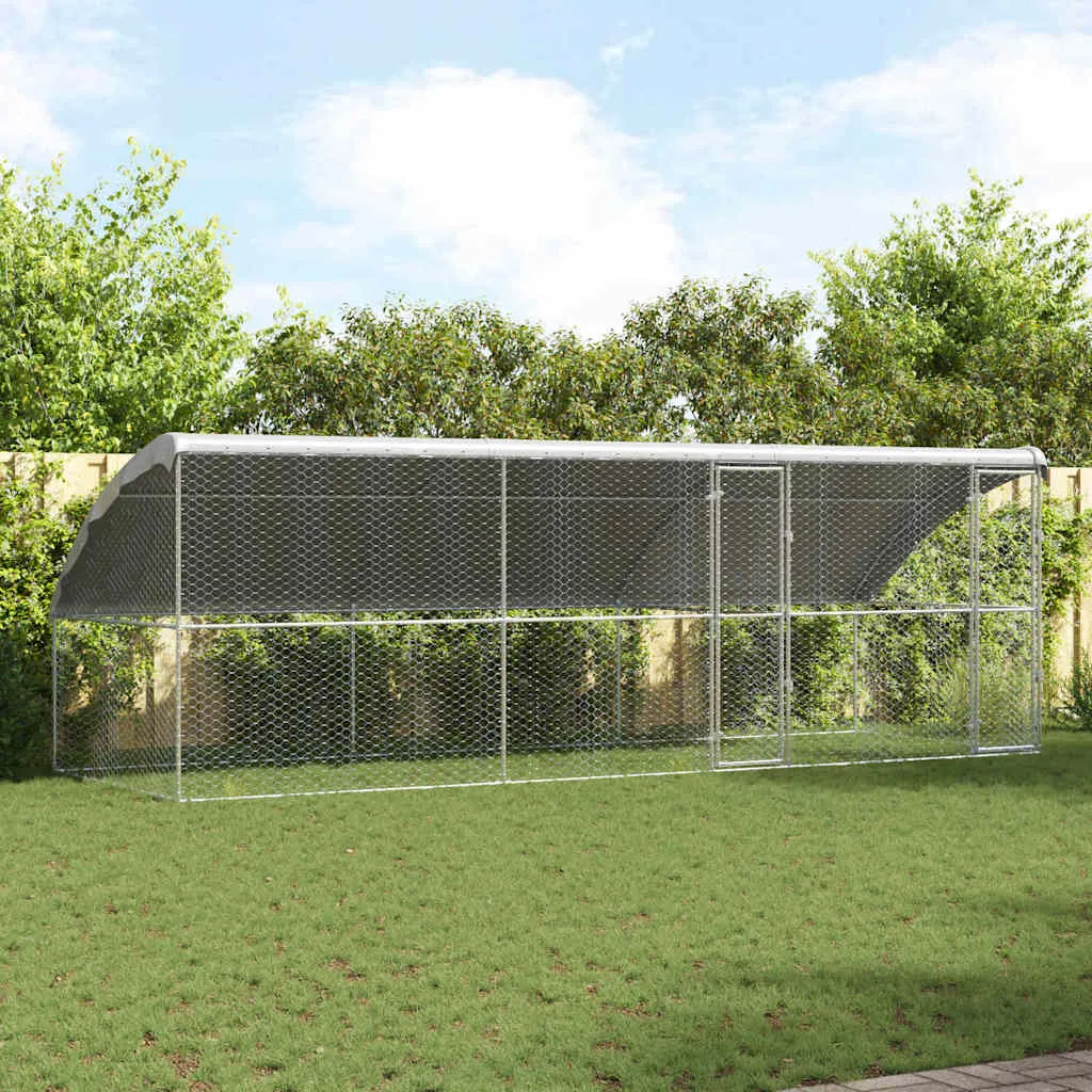 vidaxl kućica za pse 3 kom. srebrno 6 x 2 x 2 m pocinčani čelik - slika 1