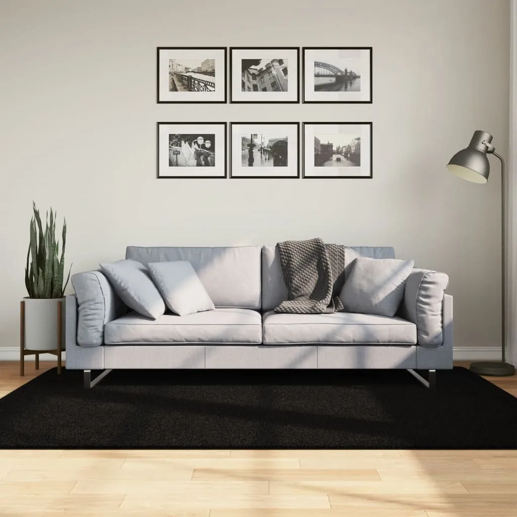 vidaXL Tepih HUARTE kratkih vlakana mekani i perivi crni 140x200 cm - Venlo
