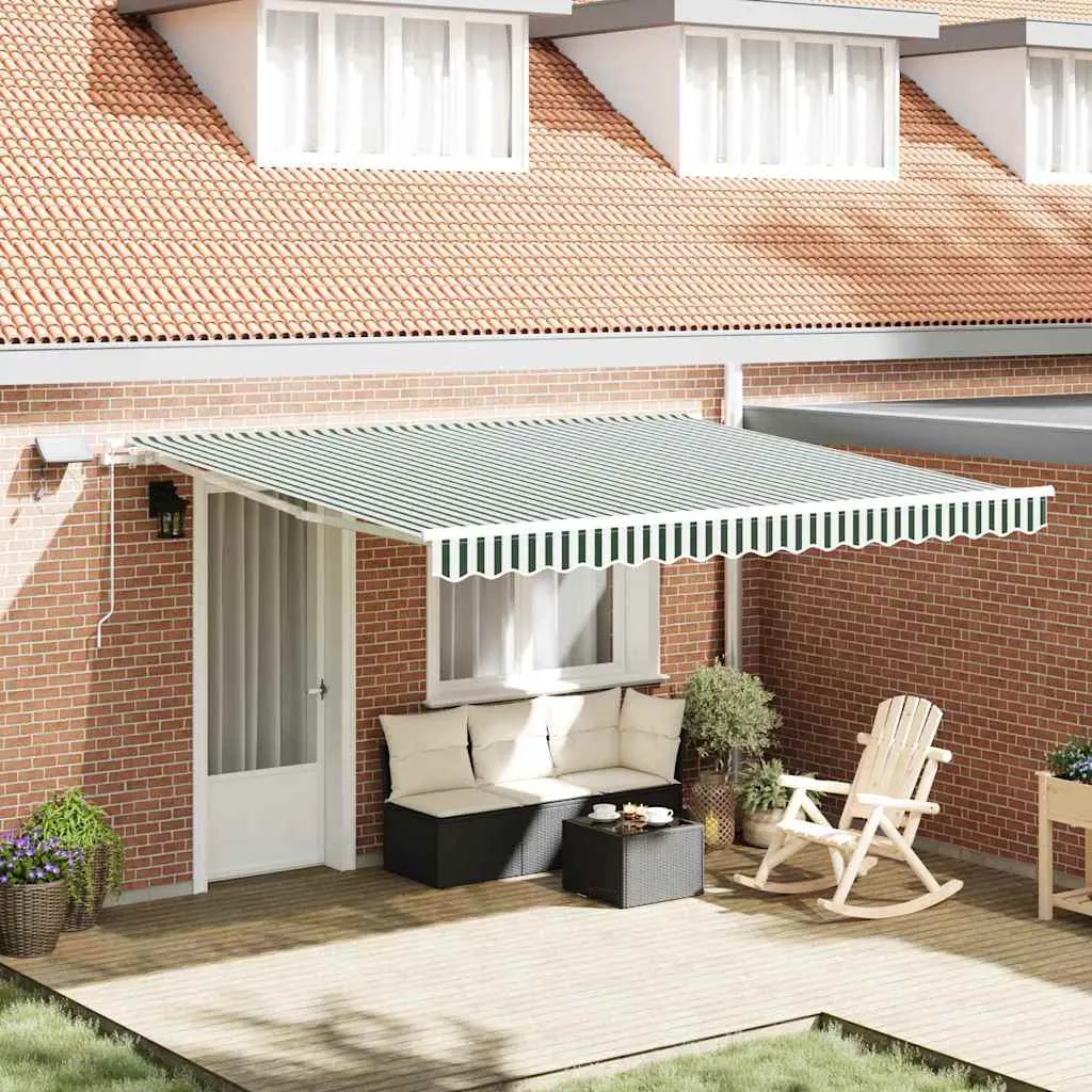 vidaXL Povlačivi tende Zelena i bijela 400 × 300 cm Tkanina i Aluminij - Venlo