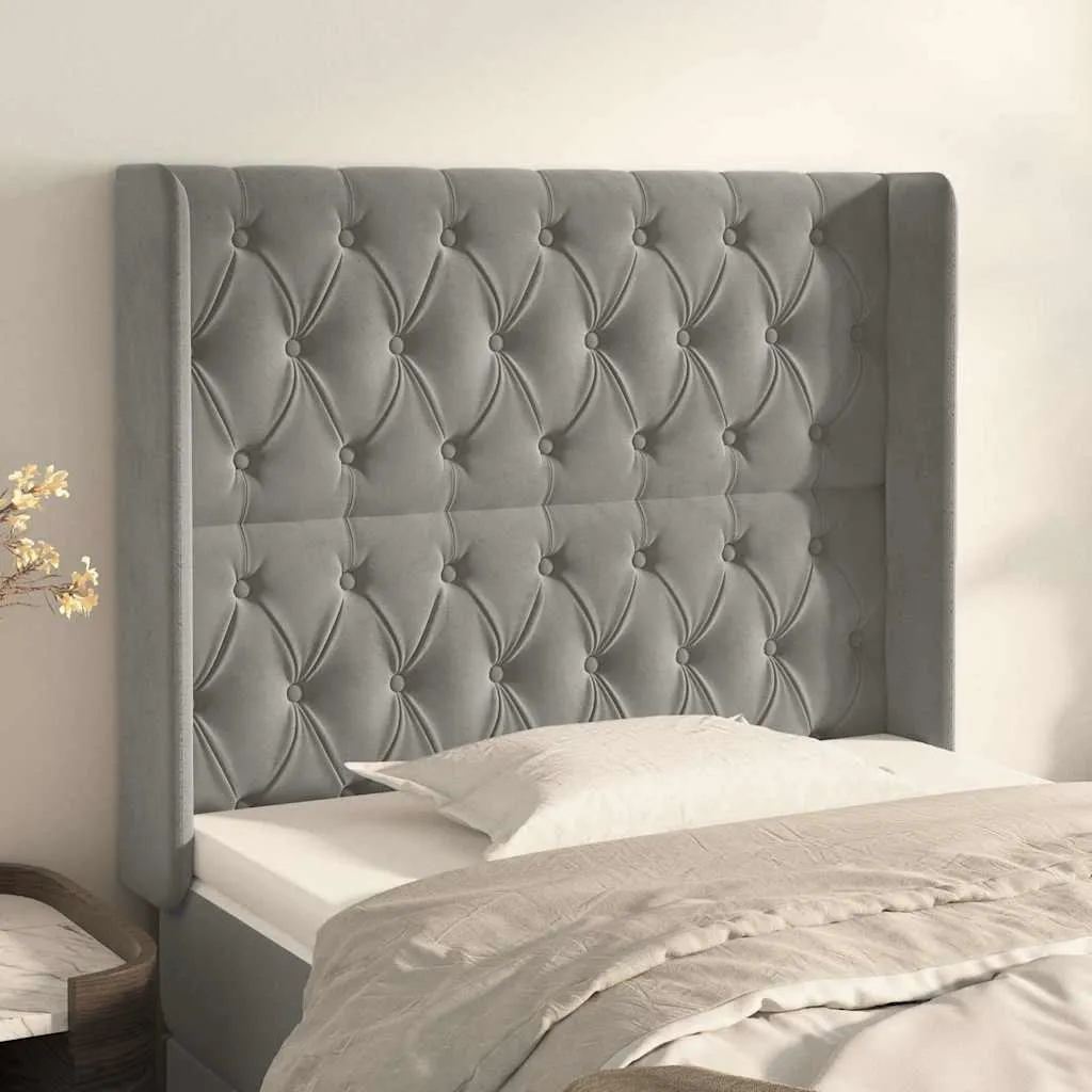 vidaXL Uzglavlje s ušima svjetlosivo 103x16x118/128 cm baršunasto - Venlo