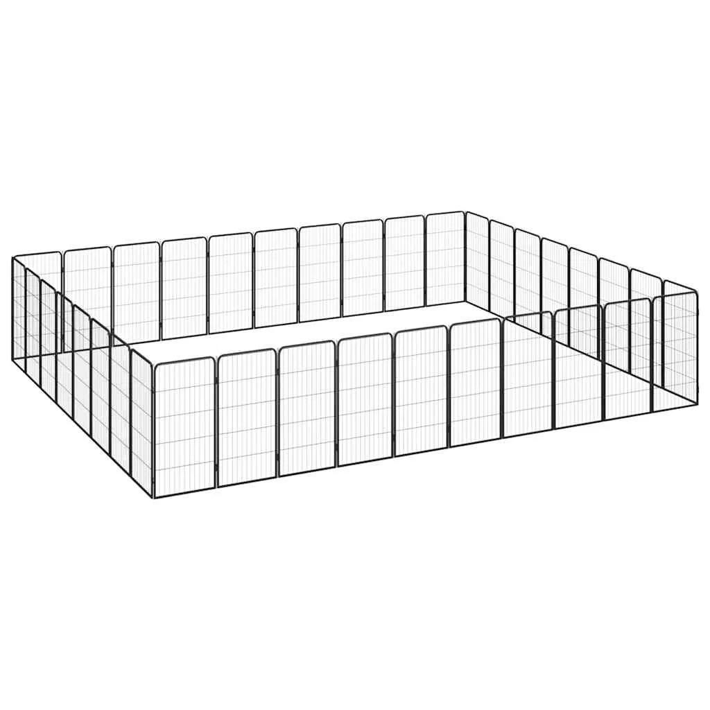 vidaxl ograda za pse s 36 panela crna 50 x 100 cm čelik obložen prahom - slika 1