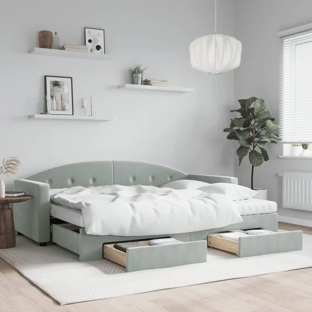 vidaXL Dnevni krevet na razvlačenje svjetlosivi 80 x 200 cm baršunasti - Venlo
