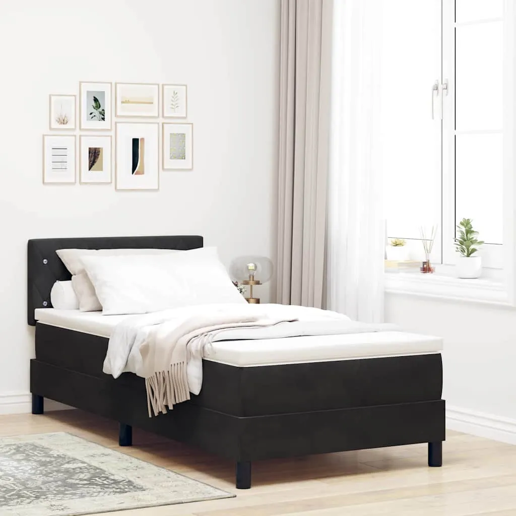 vidaXL Krevet s opruga kutije s madracem Crna 90 x 190 cm Baršun - Venlo