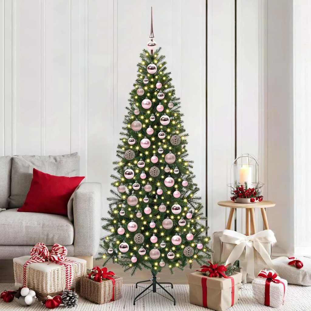 vidaxl set božićnih ukrasnih kuglica 120 kom. 300 led lampica ø 6 cm - slika 1