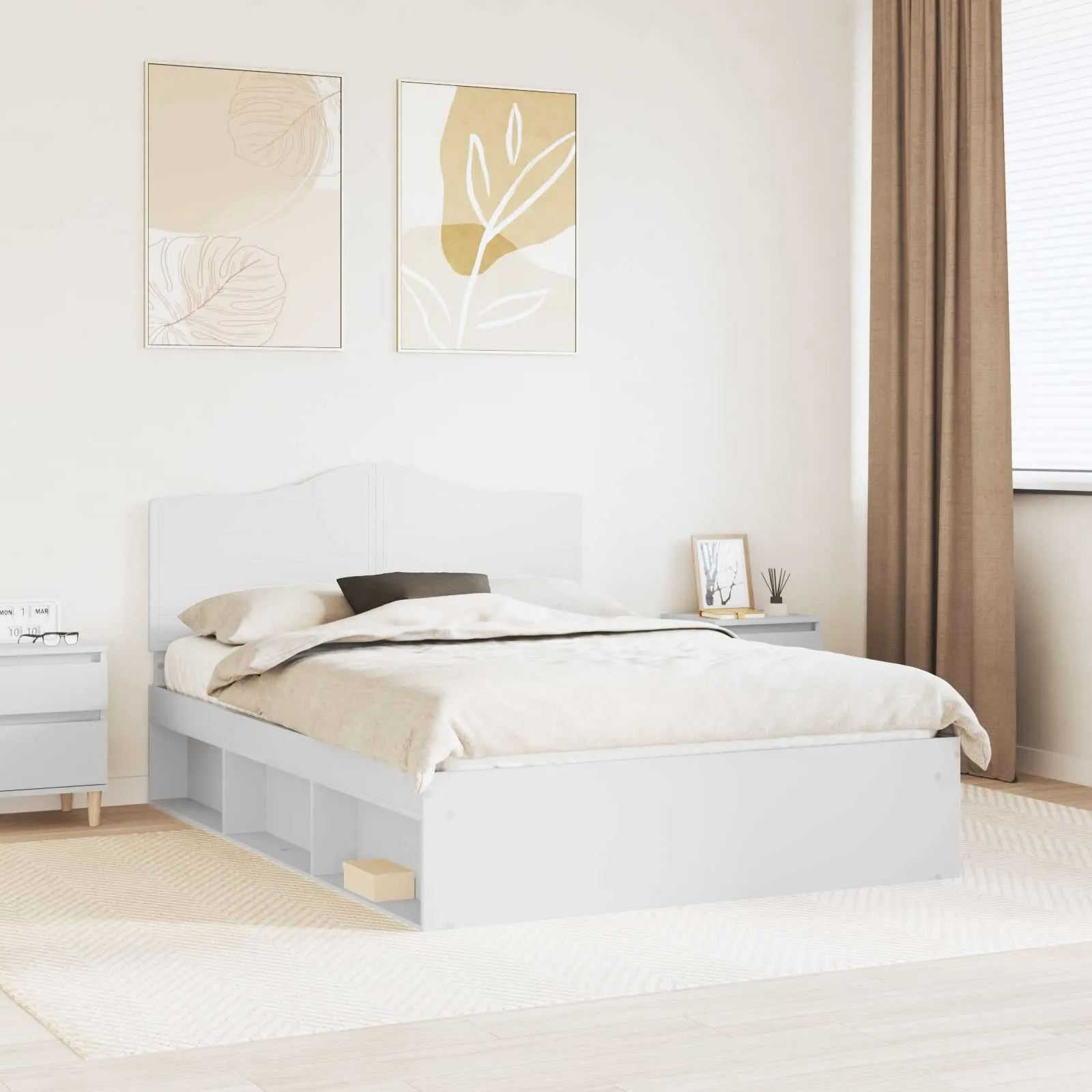 vidaXL Krevetna konstrukcija Bijelo 160 x 200 cm Čvrsto borovo drvo - Venlo
