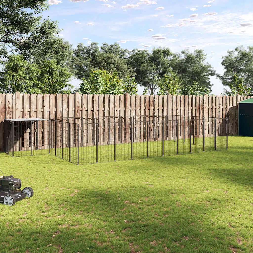 vidaxl kavez za pse crni 19,36 m² čelični - slika 1