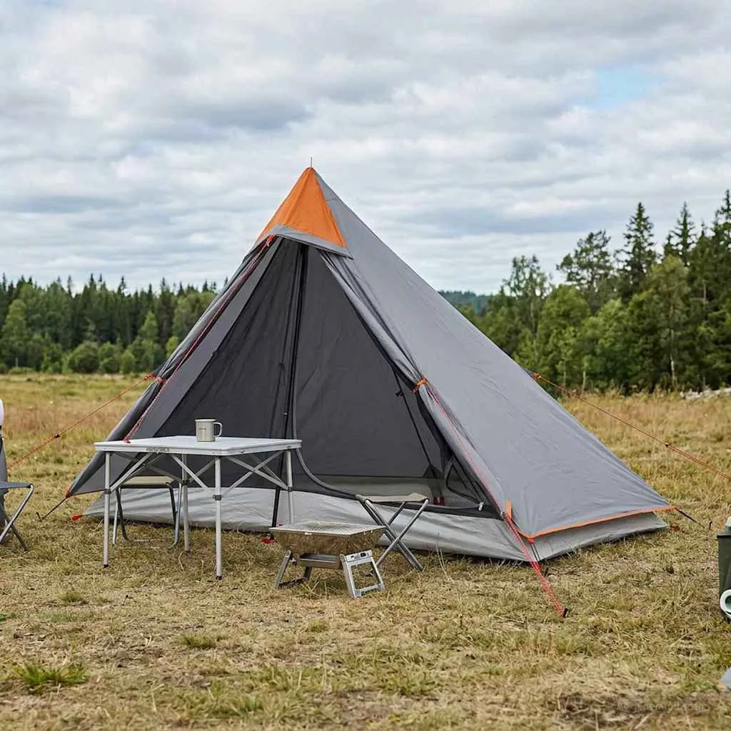 vidaxl šator za planinarenje 222 x 85 x 125 cm siva i narančasta - slika 1