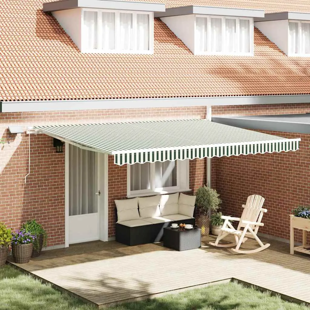 vidaXL Povlačivi tende Zelena i bijela 450 × 300 cm Tkanina i Aluminij - Venlo