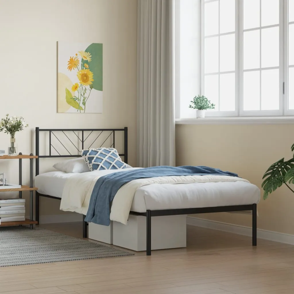 vidaXL Metalni okvir za krevet s uzglavljem crni 80x200 cm - Venlo