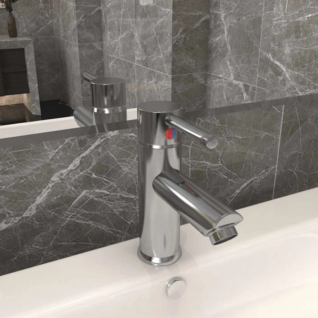 vidaXL Kupaonska slavina za umivaonik srebrna 130 x 176 mm - Venlo