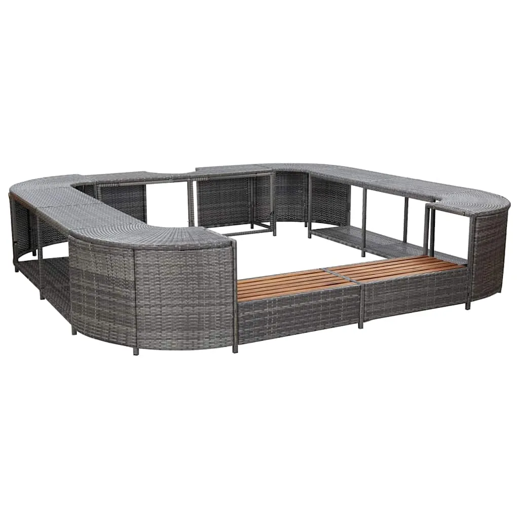 vidaXL Četvrtasta ograda za vruću kupku siva 268x268x55 cm poliratan - Venlo
